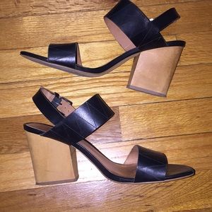 Madewell Leather Wood Heeled Ankle Strap Sandals